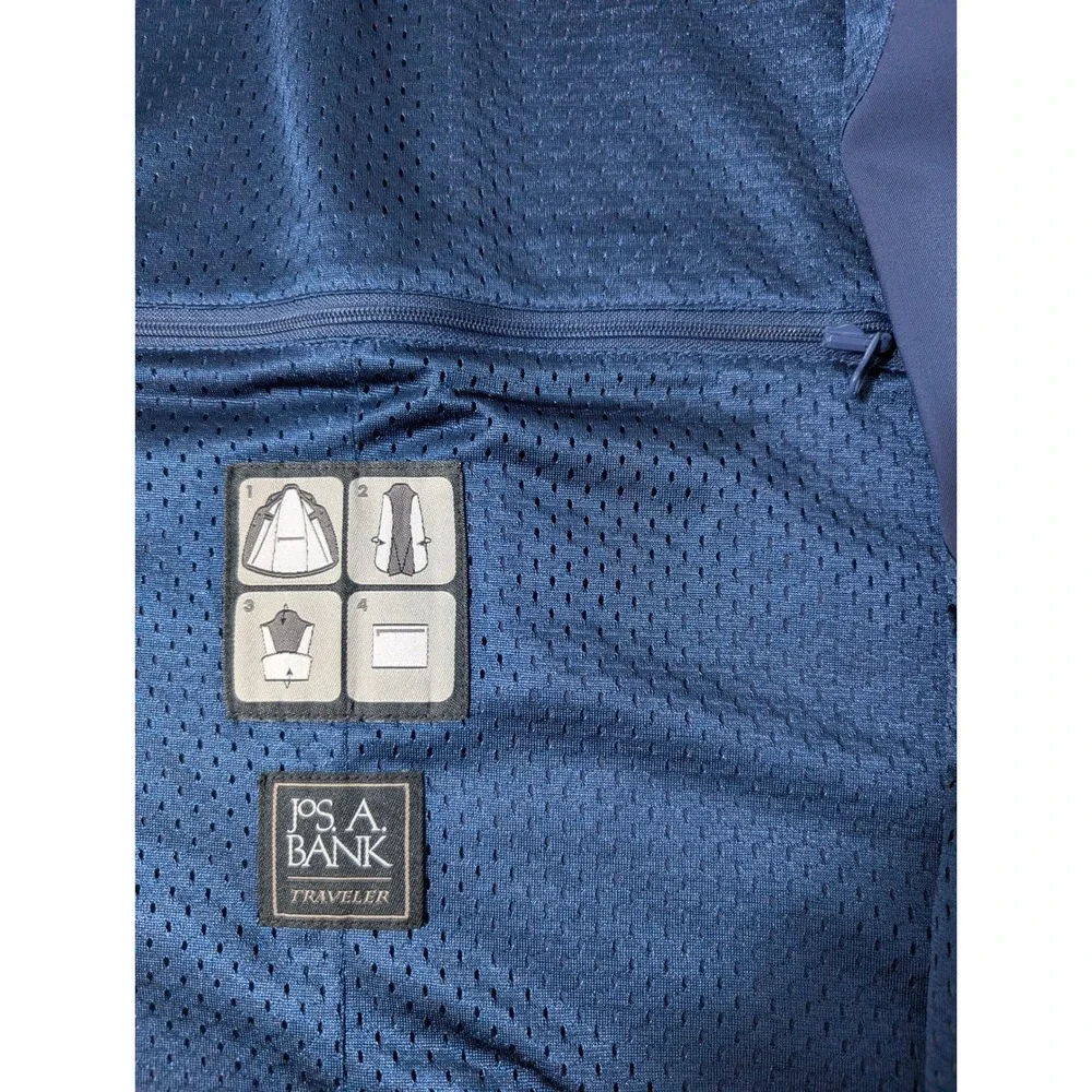 NEW Jos A Bank Commuter Mens L Blue Traveler Stretch Packable Performance Blazer